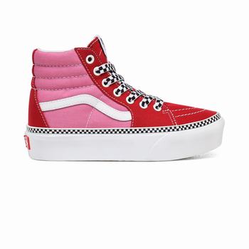 Gyerek Vans 2-Tone Sk8-Hi Platform 2.0 Magasszárú Cipő VA6243980 Piros/Fukszia Rózsaszín